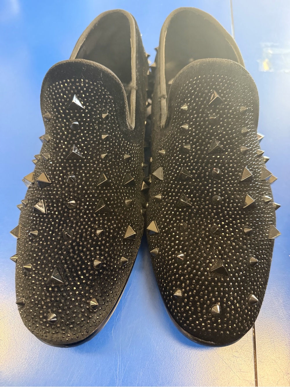 Men's Black Studded Slip-On Loafers